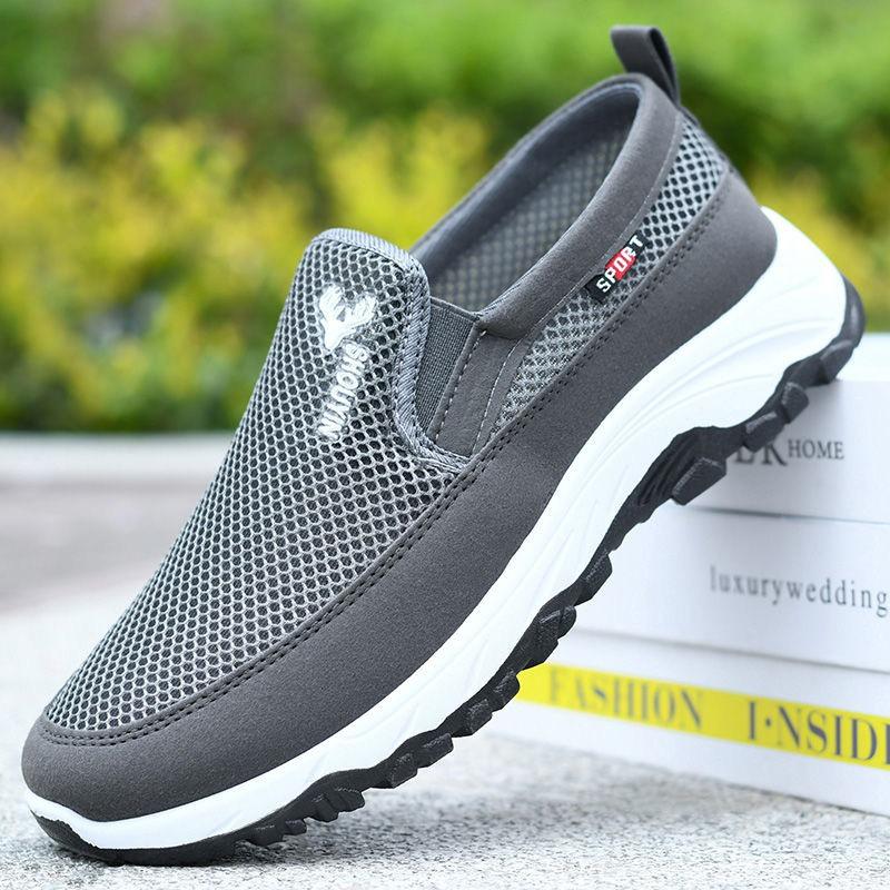 Mesh Shoes Men's Summer New Men's Cloth Shoes Soft Sole Casual and Comfortable One-pedal Dad Single Shoes