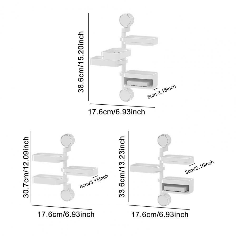 Seifenbehälter Dreh-Saugfuß Seifenaufbewahrungsbox 180 Grad drehbar Mehrschichtige Seifendose mit schubladenartigem Badezimmer-Organizer