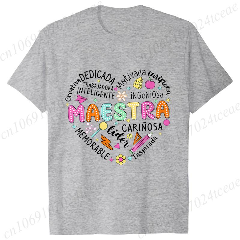 Spanish Maestra Women Girl T-shirt Casual Short Sleeve Round Neck Fashion Tee Shirt Teacher Comfy Tee Top Teacher Summer Clothes