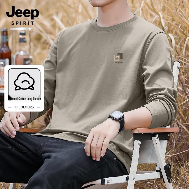 JEEP SPIRIT Men s 2025 Breathable Cotton Long-Sleeve T-Shirt L