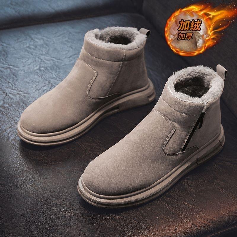 

2025 зимние ботинки мужская обувь зимний бархатный утолщенный повседневный высокий верх минус один педаль хлеб хлопковая обувь для сохранения тепла 44