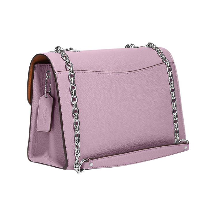 New COACH Lane Coated Canvas With Pebbled Leather Portable Crossbody Bag Shoulder Bag Women's Khaki Monogram & Pink CC330-SVV7O