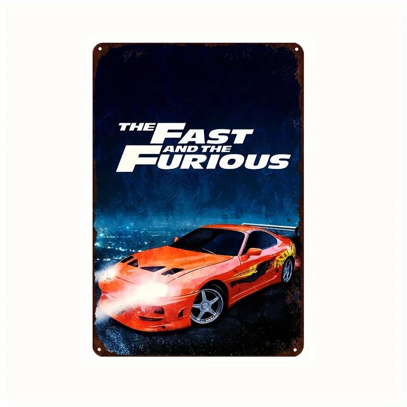 Nástěnné cedule Rychle a zběsile Vintage Regálový vůz Kovový plechový znak Plakátová deska Dekorace Bar Garáž Domácí dekorace Klasický plechový S