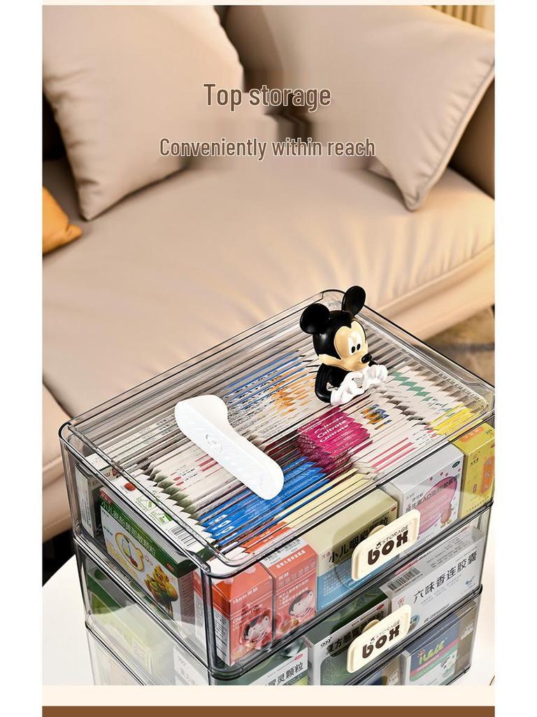 Transparent Dustproof Stackable Medicine Storage Box - Multi-functional Large Drawer-Type for Household Use
