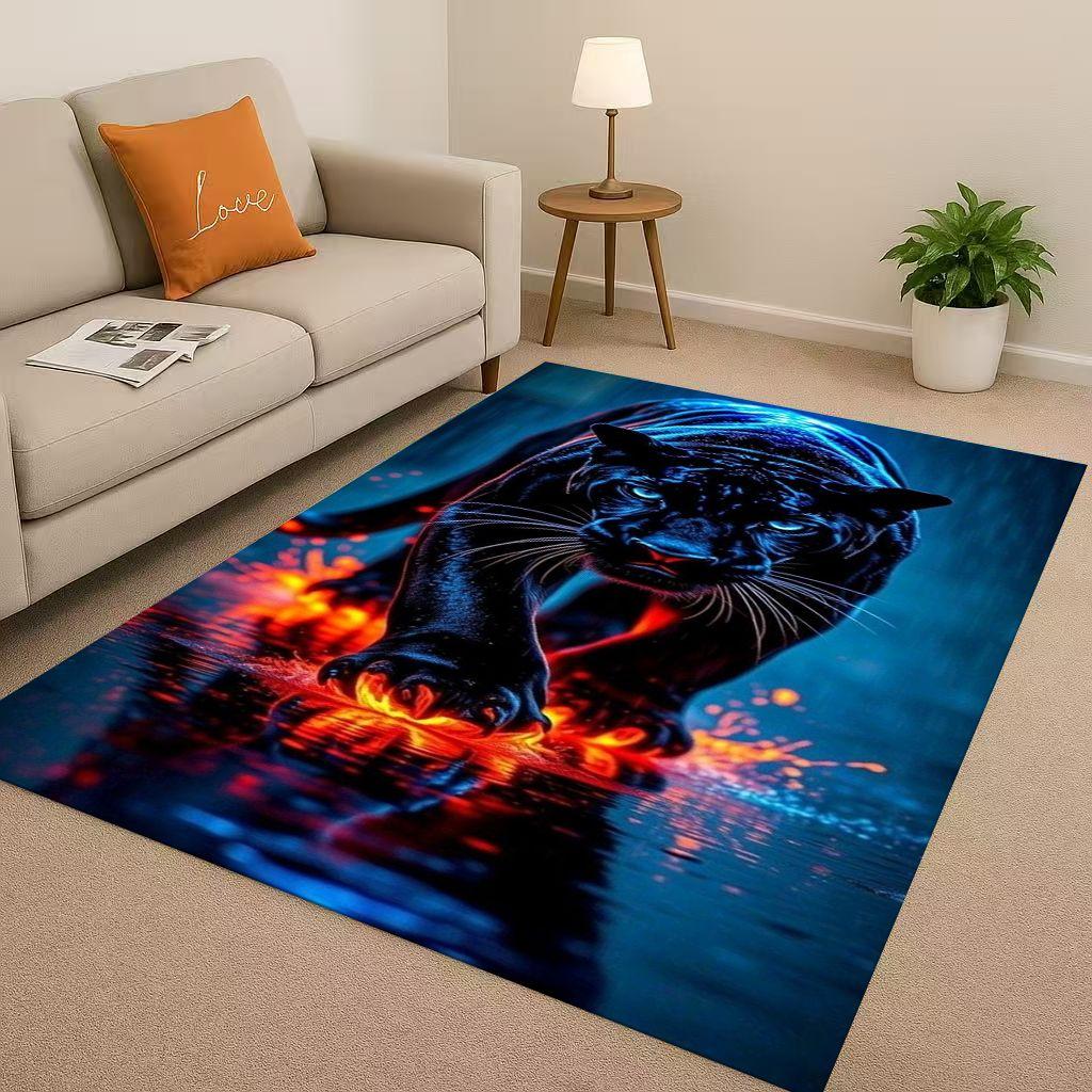 3D Cheetah Leopard Beast Living Room Non Slip Area Rug Soft Carpet for Bedroom Playroom and Sofa ,Easy Clean Home Decor Doormat