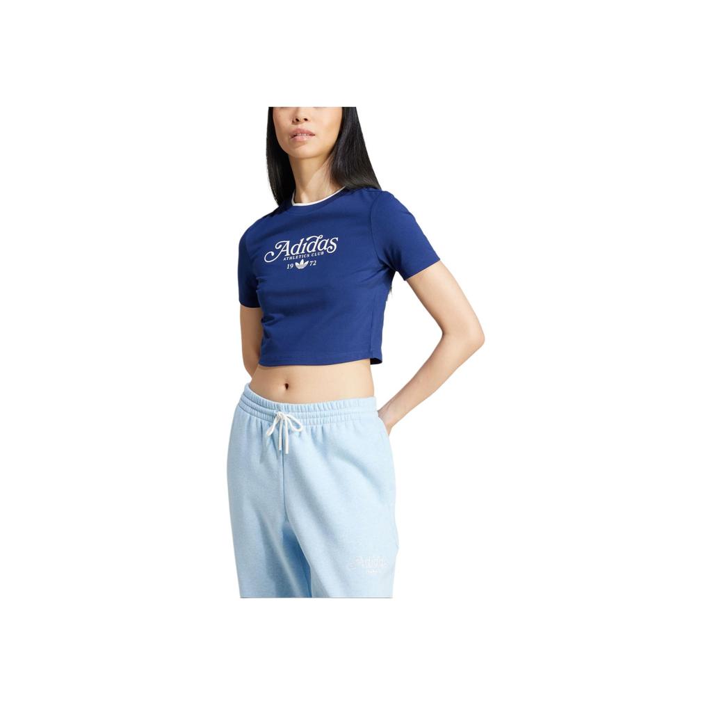 adidas Badge Originals T-shirt Slim 3 Bandes Femme Tops Marine IX3544