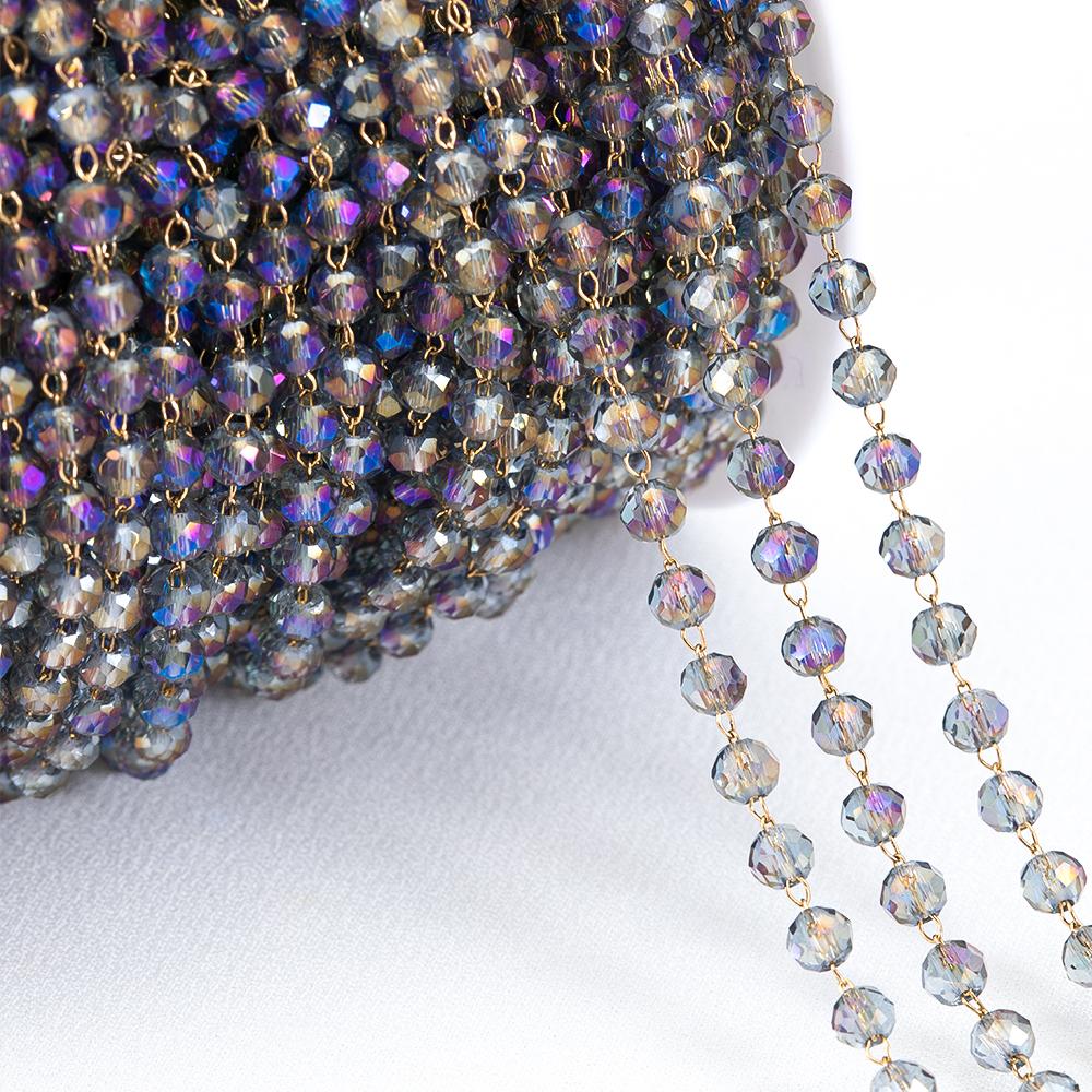 1Meter Colorful Glass Ball Beaded Chain Crystal Beads Necklace Body Chain Accessories for Jewelry Making Components DIY Supplies