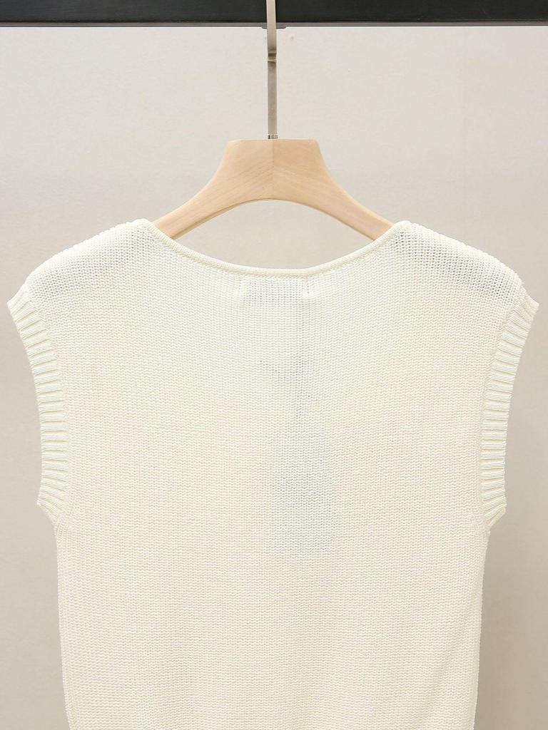 Autumn Sweet French Embroidered Sleeveless Women's Knitted Vest