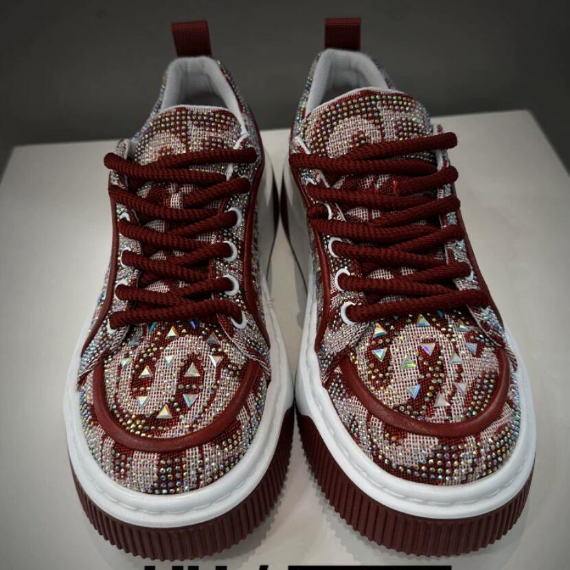 Fashion The popular water diamond men's shoes, retro height-increasing sneakers, shiny hairdresser's light luxury trendy shoes 8