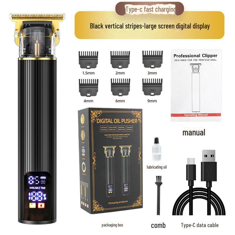 Rechargeable LED Hair Clippers: Digital Display Electric Trimmer for Haircut & Carving
