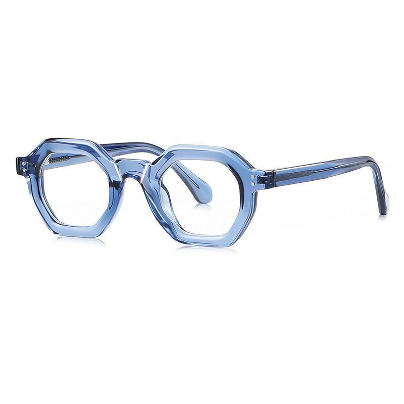 Retro Anti-Blue Light Computer Glasses Frame Men Women Polygon Leopard Optical Spectacle Frame Fake Glasses Trendy TR90 Eyewear