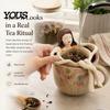 Unique Tea Steeper for Loose Bathing Girl Infuser Leaf Tea, Fine Mesh Strainer, Creative Resin Compact Office Sitting Figure Filter Cups and