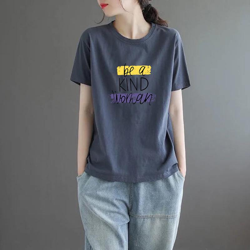 2025 Korean Style Women's Loose Letter Print Slimming T-Shirt