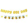Gold Glitter Happy Bee Day Banner, BumbleBee Theme Baby Shower Party Supplies, First Birthday Mommy To Bee Decoration(PRE-STRUNG)