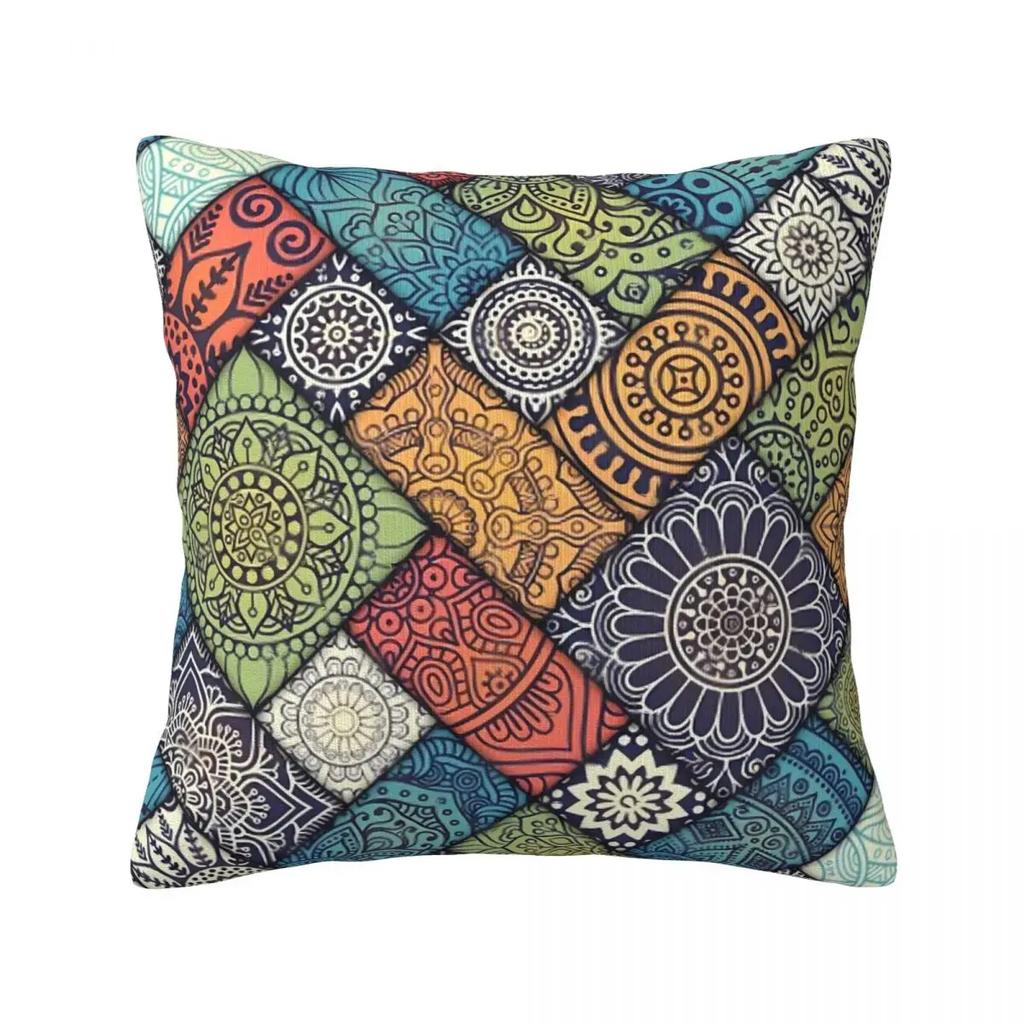 Bohemian Large Pillowcase Ethnic Style Bedroom Zipper Spring Square Cover S