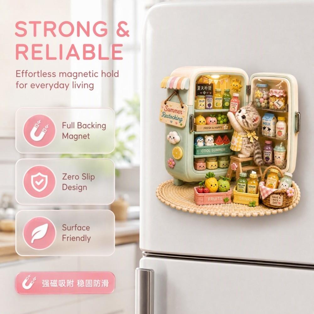 Cartoon Pattern Fridge Magnet 3D Relief Decorative Fridge Magnet Refrigerator Magnet Kitchen Decor