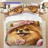 Pomeranian Pattern Bedding Quilt Set Quilt Cover Pillowcase Home Decoration Birthday Gift (1 * duvet cover + 2 * pillowcase, without core)