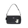 Coach Nolita 19 Solid Color Dog Print Top Zip Closure Leather Wristlet Handheld Shoulder Bag Small Women Handbags Black CC914-SVA47
