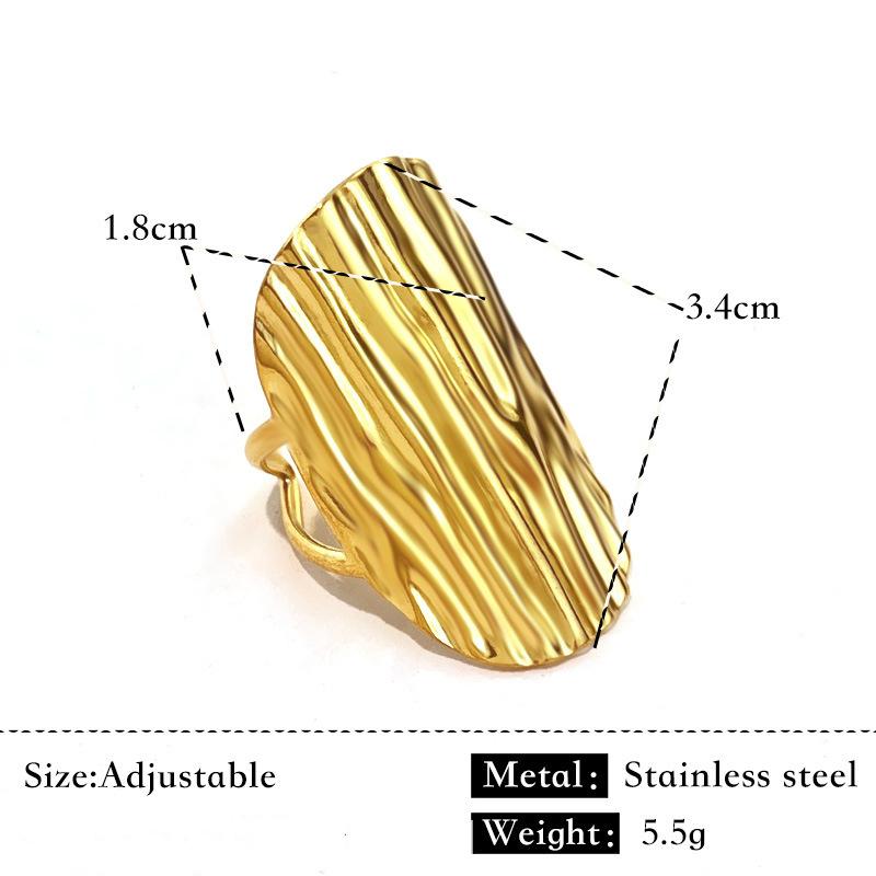 Stainless Steel Irregular Concave Convex Texture Wide Rings for Women Men Punk Smooth Opening Rings Party Jewelry Accessories