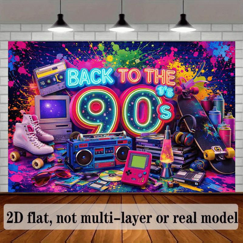 2D plane background fabric for a 90s-themed party, made of polyester material, water-resistant and durable.