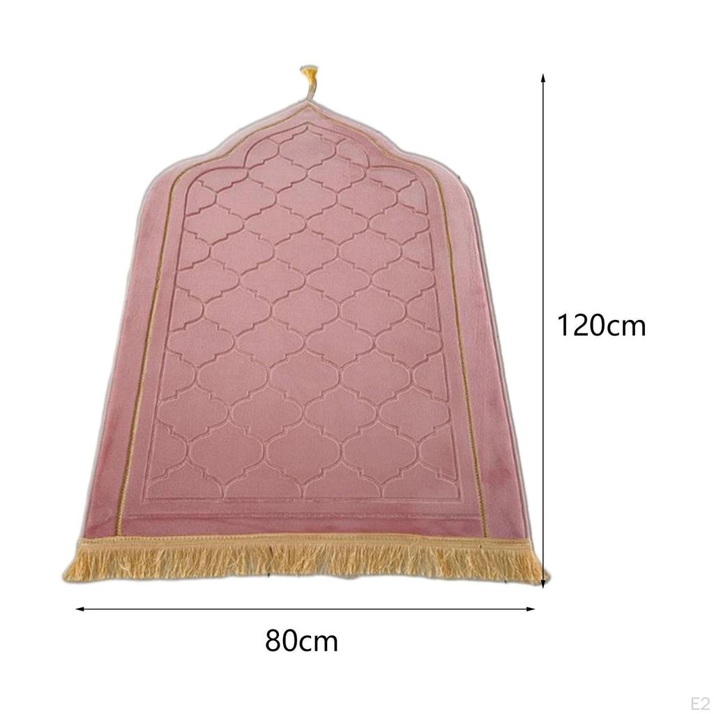 Islamic Prayer Rug Travel Portable Home Floor Embossing Worship Kneel Carpet