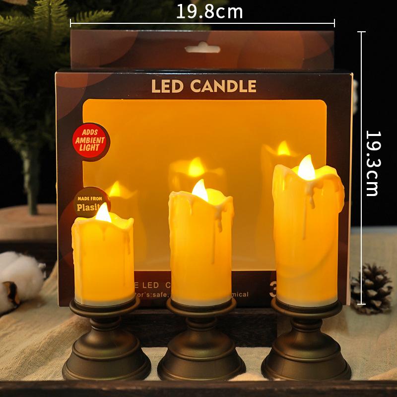 

3pcs LED Retro Candlestick Tearing Candle Desktop Christmas Ornament Simulation Retro Candle Shaped Ornament Christmas Decoratio 3pcs