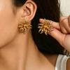 Luxury Gold Silver Color Thorn Flower Stud Earrings for Women Fashion Metal Firework Style Earrings Design Inspired Jewelry