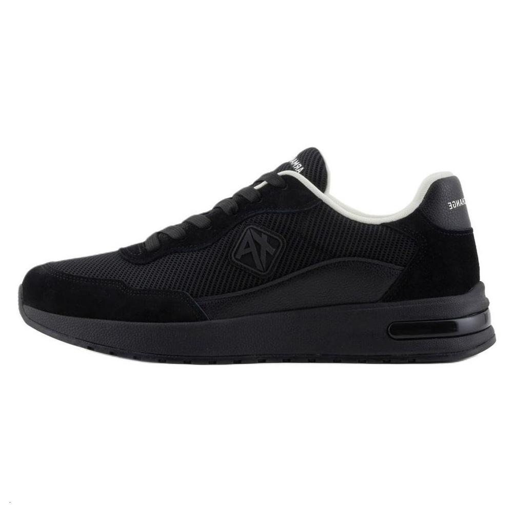 Armani Exchange Leather Logo Lace-Up Low-Top Casual Shoes Men sneakers Black XUX240XV910Q781