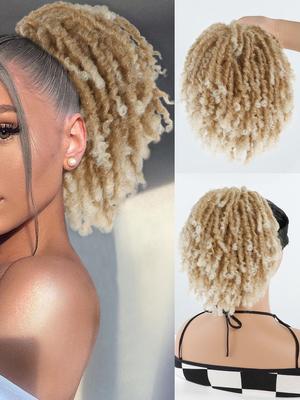 Sentetik Kısa Peruklar 6 inç Afro Puf Kıvırcık Büzgülü İpli At Kuyruğu Klipsli Saç Ekleri Doğal Saç Parçası At Kuyruğu Kadınlar İçin Günlük Kullanım