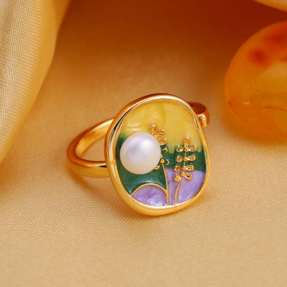 seniko Natürliche Süßwasser Perle Ringe Für Frauen Mode Weibliche Zirkonia CZ Blume Ring Perle Schmuck Einstellbare Ring