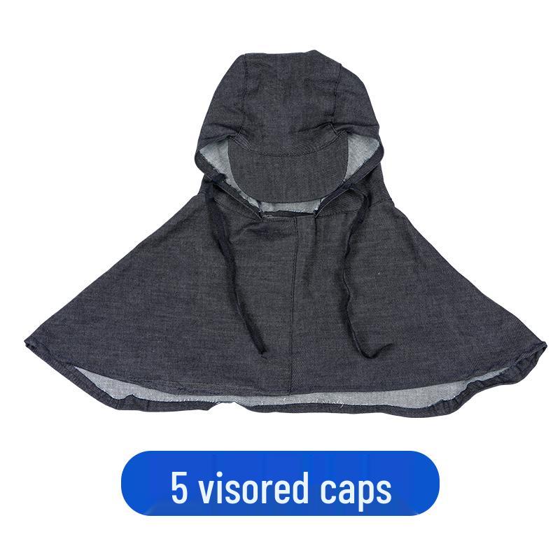 Unisex Durable Denim Summer Hood with Removable Shawl for Industrial Work