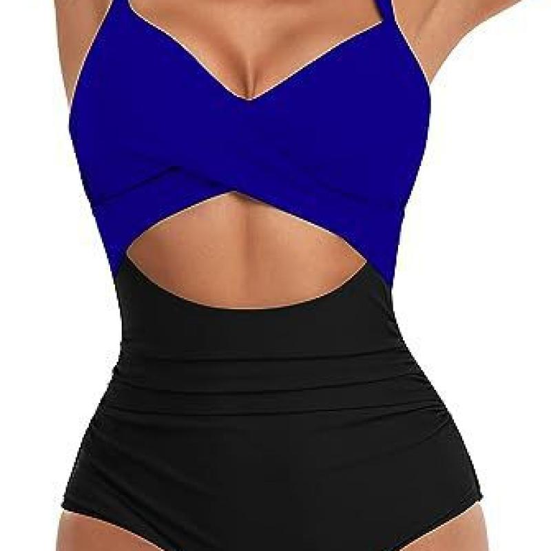 Neuer einteiliger Badeanzug mit festen Cups, ausgeschnitten, Damen, hochtailliert, Slim Fit Bikini, Bauchkontrolle, Badeanzüge, sexy ausgeschnittene Bademode