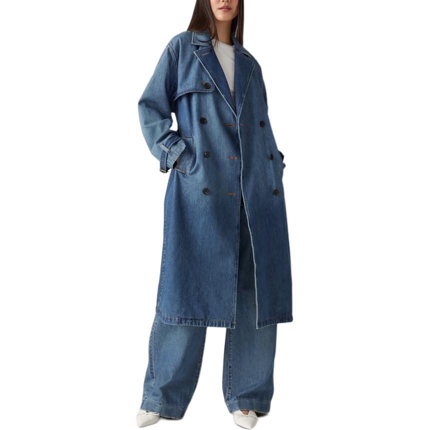 Levis dvouřadý trenčkot s dlouhým rukávem Dámské kabáty Modrý A8976-0001