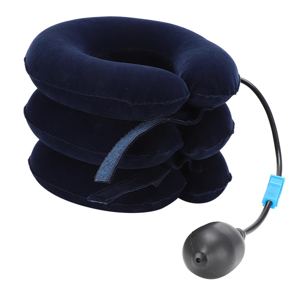 Inflatable Cervical Collar Breathable Home Neck Stretching Devices Traction Support BraceBlue Average Size
