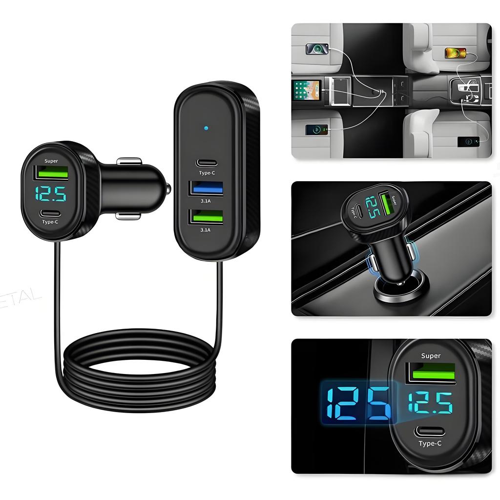 5 in 1 Autoladegerät 66W USB Auto Handy Ladeanschluss Typ-C Schnellladung Multi USB Port 12V Autoladegerät Splitter Zubehör