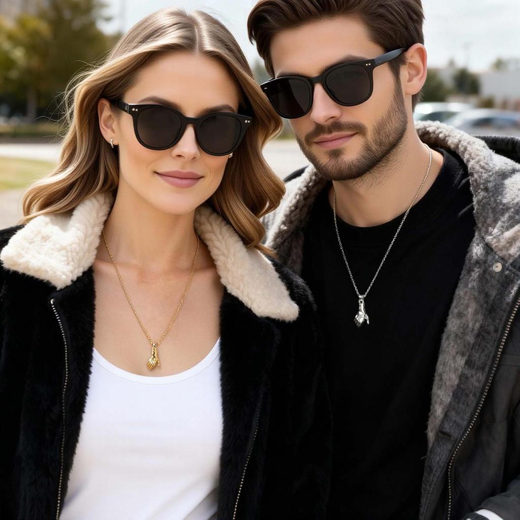 Unique Set Magnetic Attraction Necklace for Couple Hand Pendant Necklace for Women Men Valentine's Day Gift
