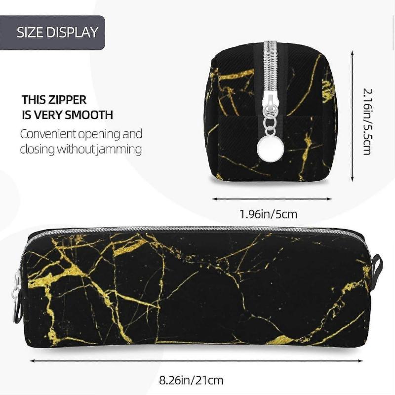 Estojo de Lápis Estampado em Mármore Preto Bolsa para Lápis Estojo Porta-Canetas para Meninas e Meninos Adolescentes