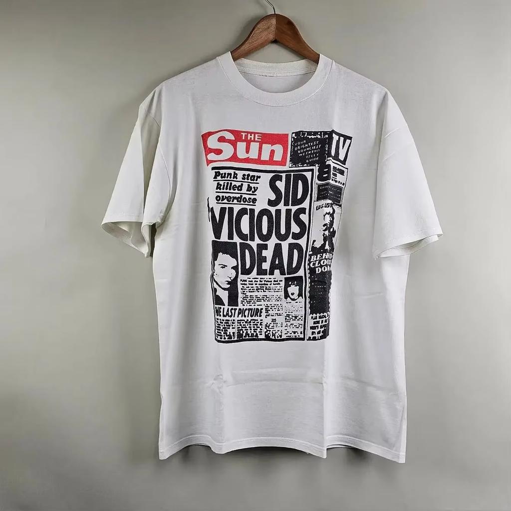 Vintage Punk Rock The Sex Pistols Sid Vicious Potisk Klasická Bavlna Tištěná Ležérní Trička pro Muže i Ženy Letní Vrcholy