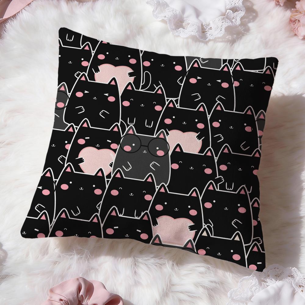 Cute Cats Themed Cushion Cover Premium Comfort Reversible Pillow Cove -Two In One Design for Any Room & Car Interior