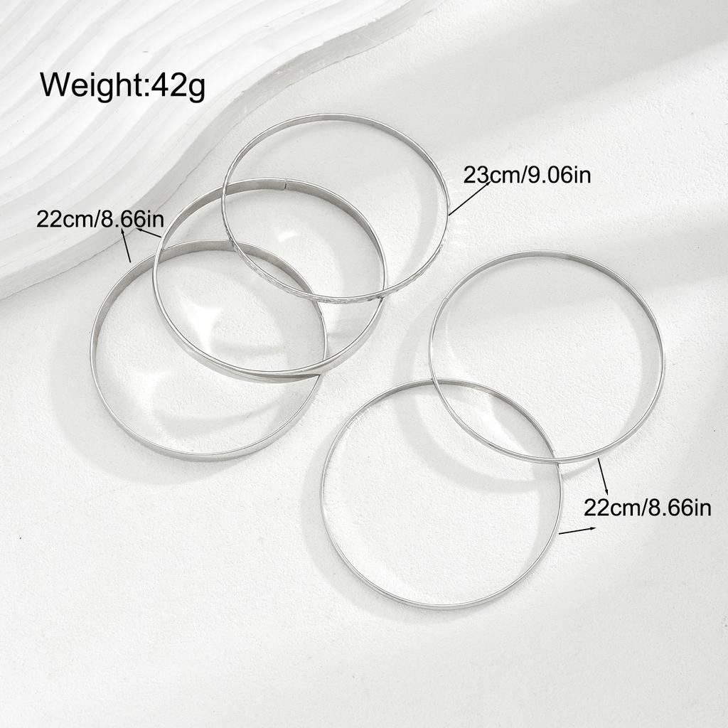 5 Pcs Vintage Minimalist Smooth Bangles Set for Women Fashion Metal Silver Color Twisted Bracelet Daily Party Jewelry Gift 2026