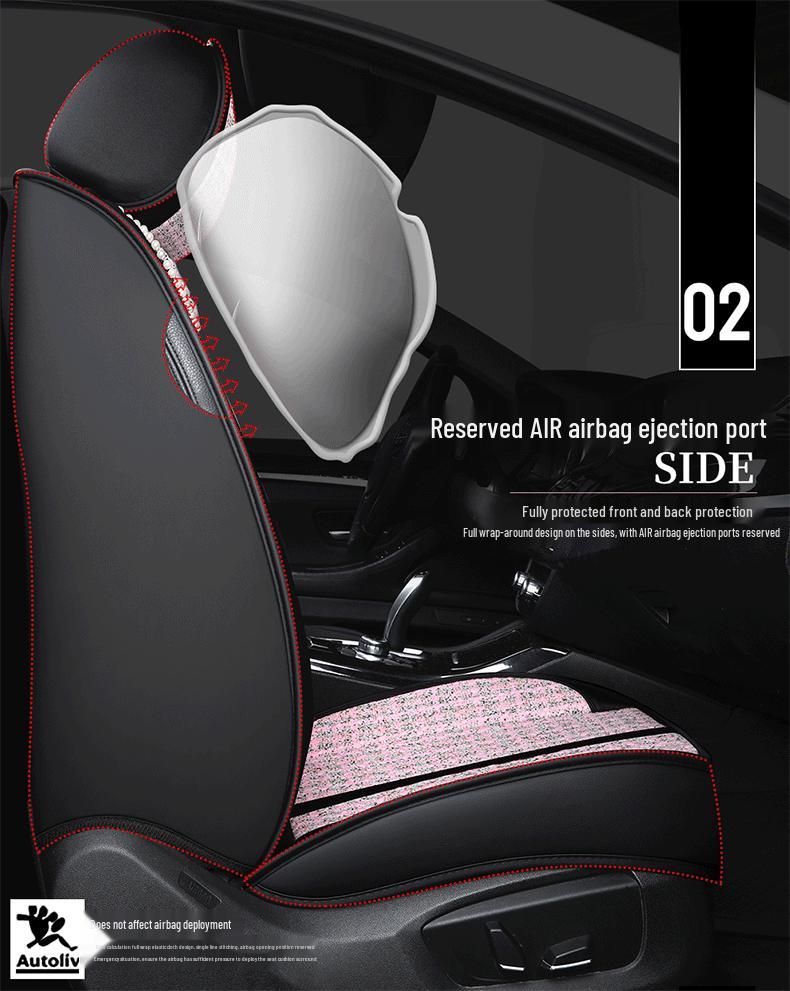 Seamless Full Coverage Linen Car Seat Cushion - Four Seasons Little Fragrant Style Cover