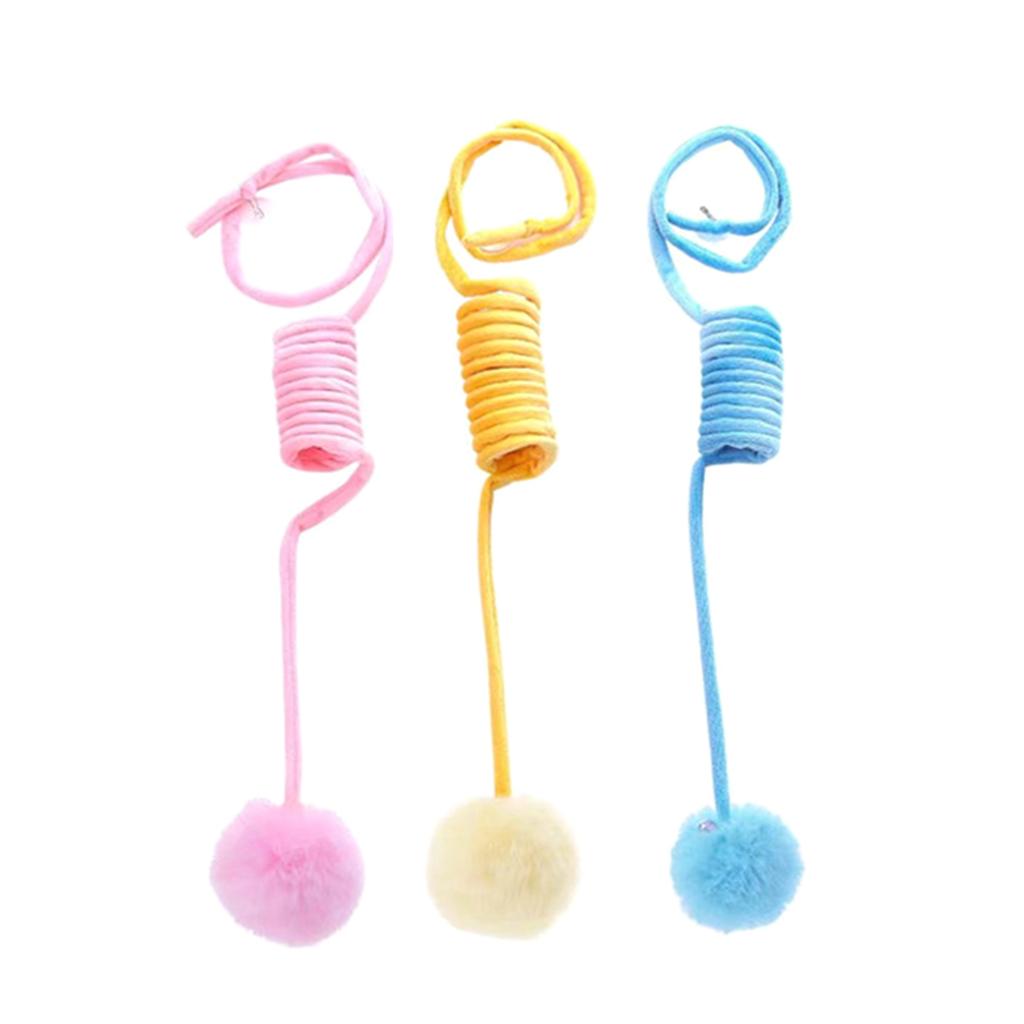 Colorful Cat Spring Toy, for Indoor Swatting Biting Hunting Exercising Furry Toy Funny Plush Coils with Pompon