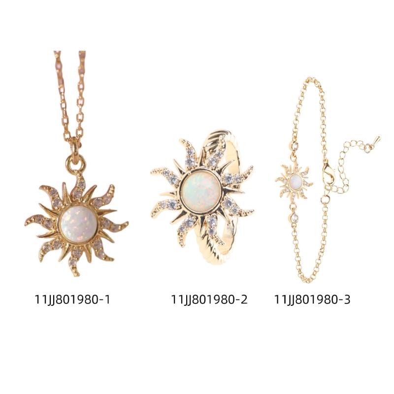 Fashionable Jewelry Set Accessory Delicate Star Pendant Necklace/Rings/Bracelet with Dalmatian Stone for Parties