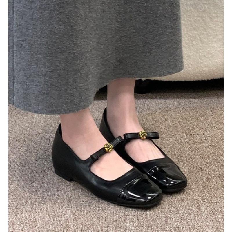

Round-toe Single Shoes - New Style for Women, with Built-in Height Increase Feature 35 чёрный