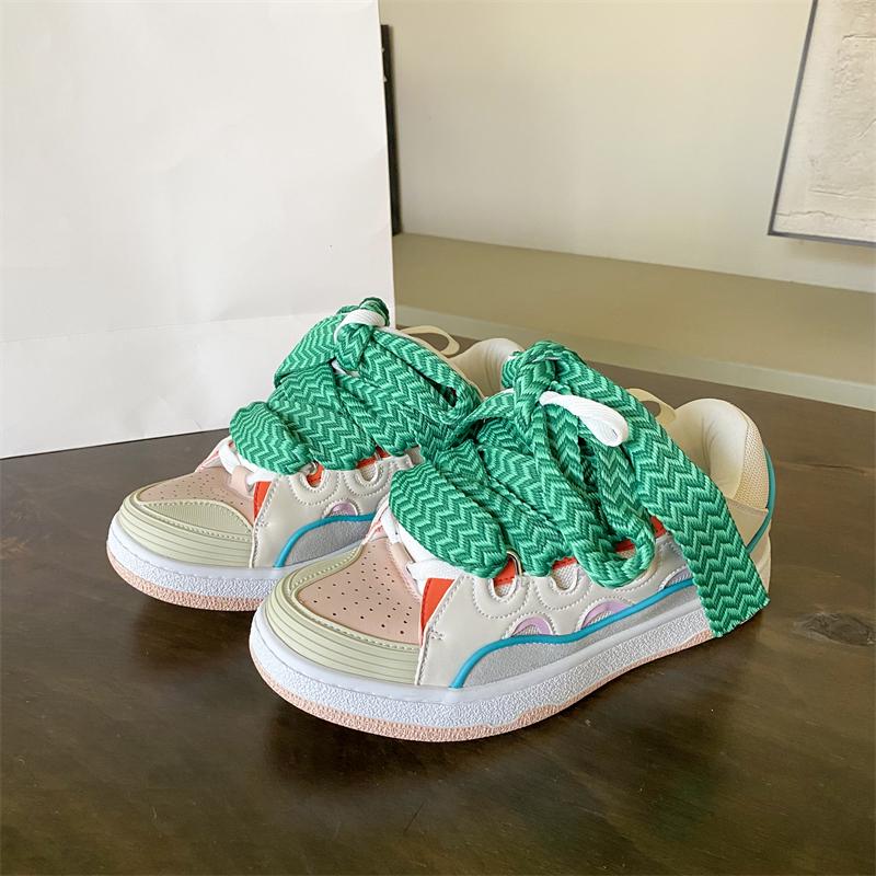 Módní tenisky na silné podrážce pro muže/ženy 2025 Léto Podzim Šněrovací robustní tenisky Ležérní boty na skateboard Smíšená barva Sportovní boty