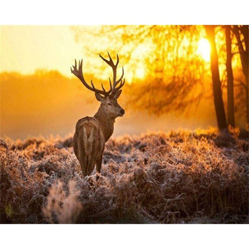 Deer Animal Diamond Mosaic Full Round Diamond Painting Embroidery Forest Landscape Needlework Home Decor