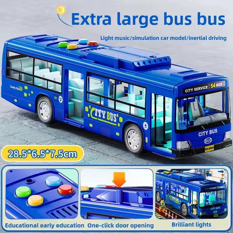 Kinderspielzeug Simulationsbus Große Größe Stoßfest Lichtmusik Trägheitsbusmodell Rückziehauto Lernspielzeug Geschenke