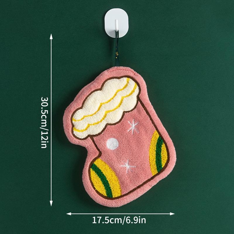 Christmas Decoration Hand Towels Coral Fleece Bathroom Wash Hand Cloth for Kid Kitchen Cleaning Dishcloths  Xmas Gifts