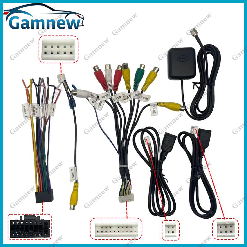 

Wiring Harness Set, USB Adapters, GPS Antenna, Video Audio Aux RCA, Mic Fan Connector, Wifi Cable, for 16 Pin Car Android System Full Set