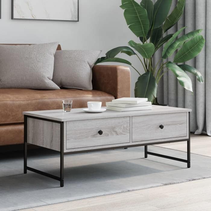 VidaXL Coffee Table Sonoma Grey 101x49x39.5 Cm Engineered Wood 837740